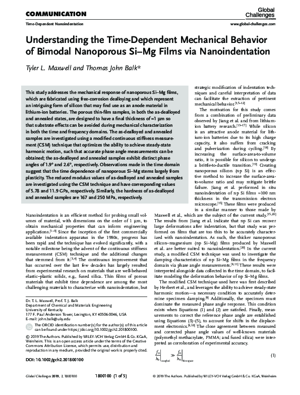 (PDF) Understanding the Time-Dependent Mechanical Behavior of Bimodal ...