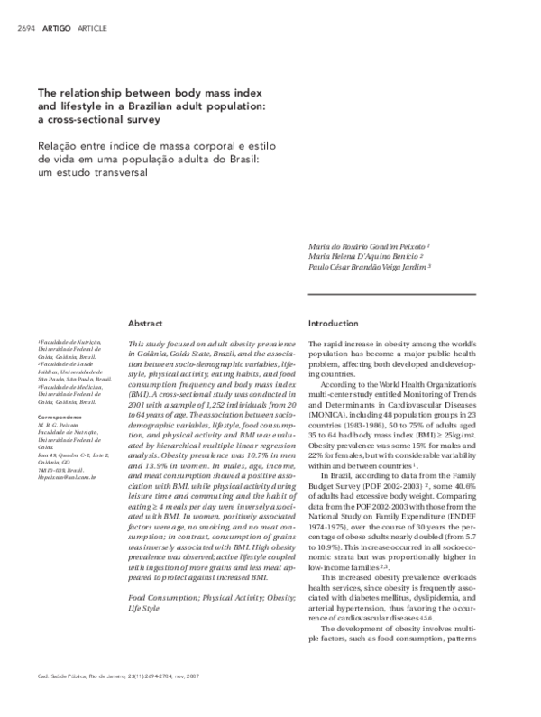 (PDF) The relationship between body mass index and lifestyle in a ...