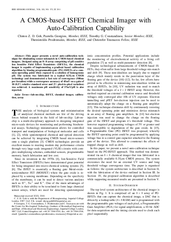 (PDF) A CMOS-Based ISFET Chemical Imager With Auto-Calibration Capability