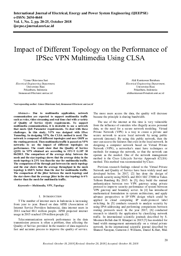 (PDF) Impact of Different Topology on the Performance of IPSec VPN ...