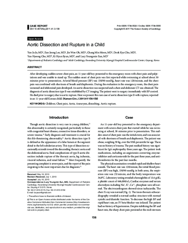 (PDF) Aortic dissection and rupture in a child