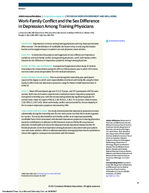 (PDF) Work-Family Conflict and the Sex Difference in Depression Among ...