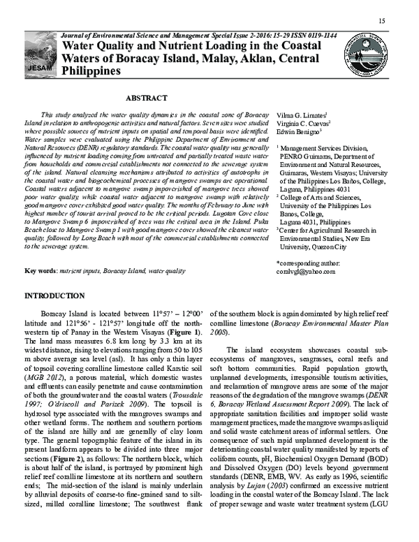 (PDF) Water Quality and Nutrient Loading in the Coastal Waters of ...