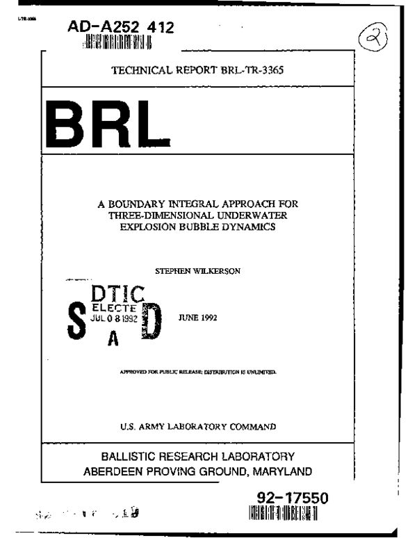 (PDF) A Boundary Integral Approach for Three-Dimensional Underwater ...