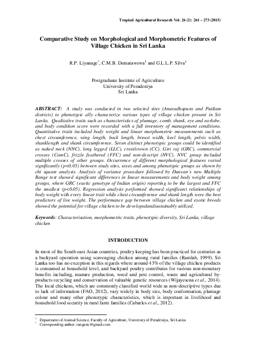 (PDF) Comparative study on morphological and morphometric features of ...
