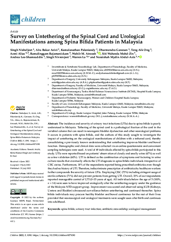 (PDF) Survey on Untethering of the Spinal Cord and Urological ...