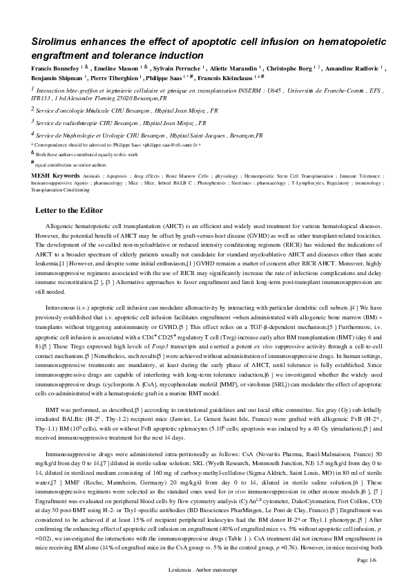 (PDF) Sirolimus enhances the effect of apoptotic cell infusion on ...