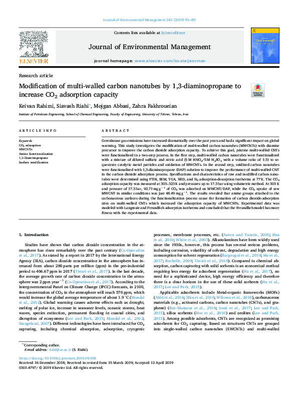 (PDF) Modification of multi-walled carbon nanotubes with fatty acid and ...