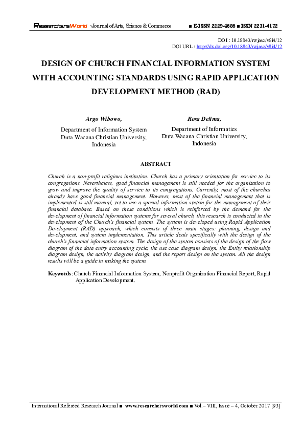 (PDF) Design of Church Financial Information System with Accounting ...
