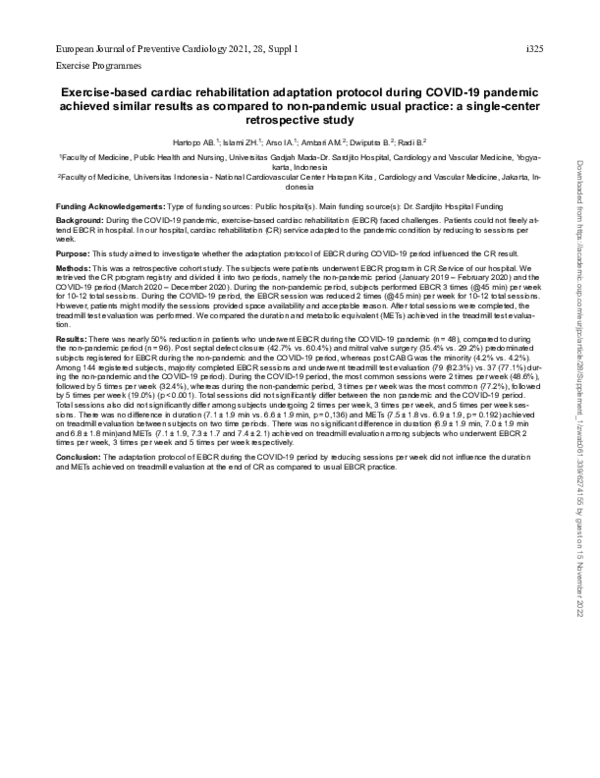 (PDF) Exercise-based cardiac rehabilitation adaptation protocol during ...