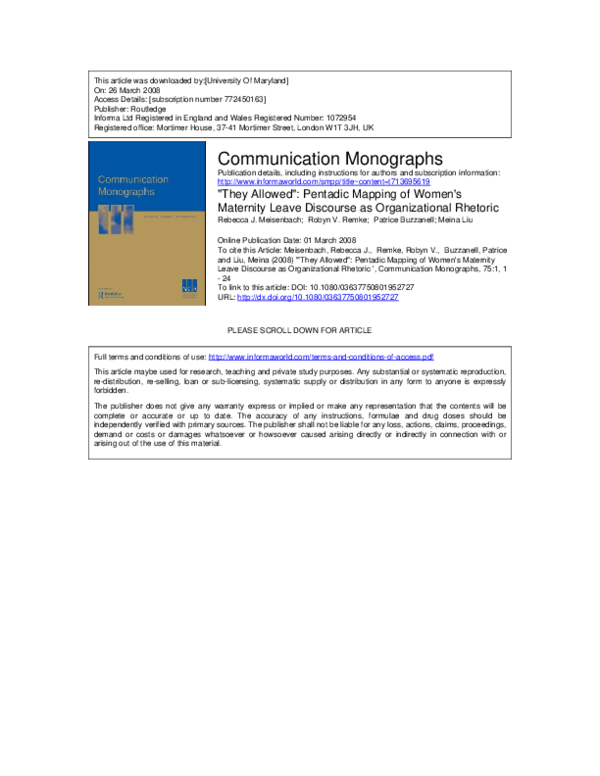 (PDF) “They Allowed”: Pentadic Mapping of Women's Maternity Leave ...