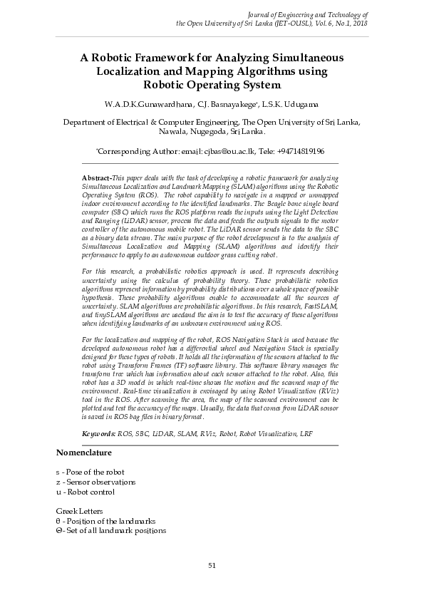 (PDF) A Robotic Framework for Analyzing Simultaneous Localization and ...