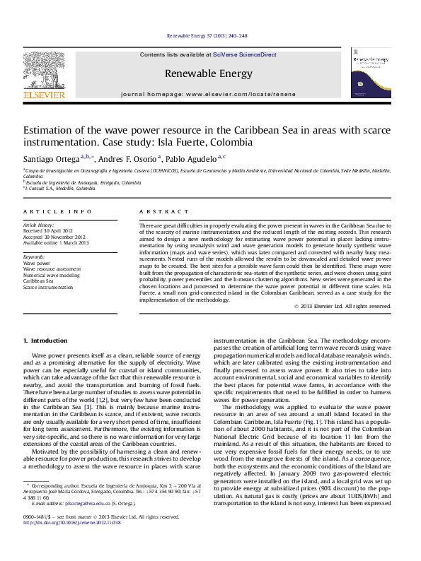 (PDF) Estimation of the wave power resource in the Caribbean Sea in ...