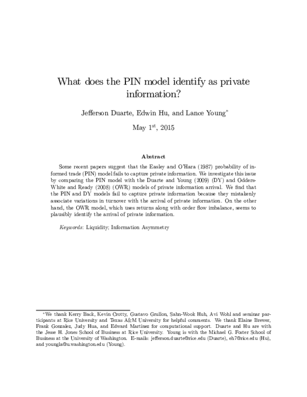 (PDF) What Does the Pin Model Identify as Private Information?