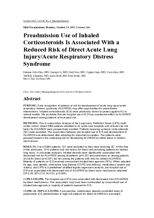 (PDF) Preadmission Use of Inhaled Corticosteroids Is Associated With a ...