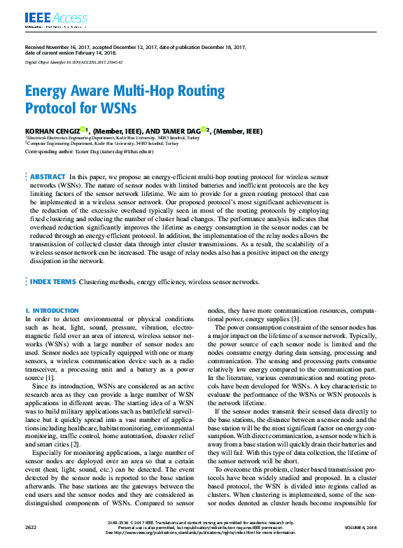 (PDF) Energy Aware Multi-Hop Routing Protocol for WSNs