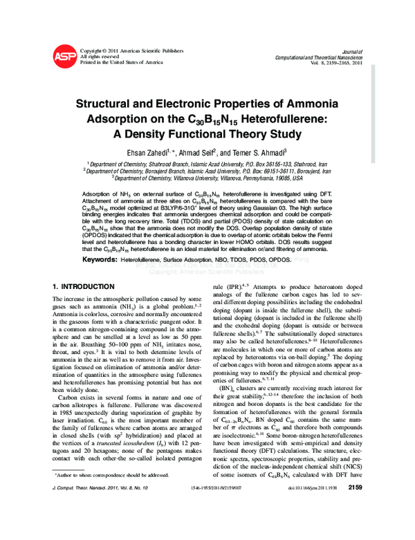 (PDF) Structural and Electronic Properties of Ammonia Adsorption on the ...