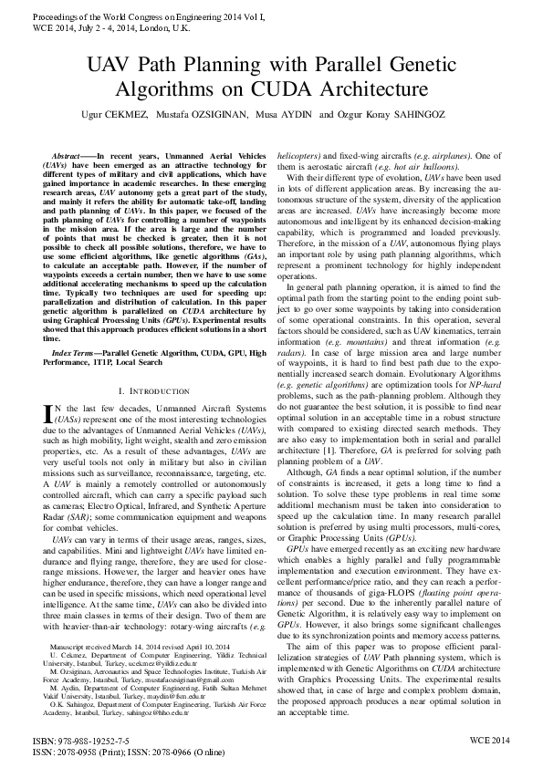 (PDF) Multi-UAV Path Planning with Parallel Genetic Algorithms on CUDA ...