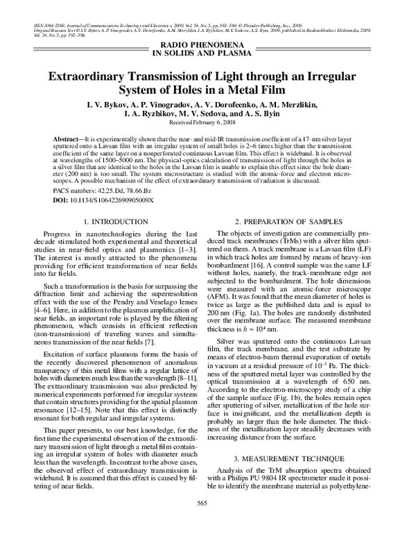 (PDF) Extraordinary transmission of light through an irregular system ...