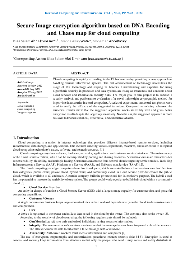 (PDF) Secure Image encryption algorithm based on DNA Encoding and Chaos ...