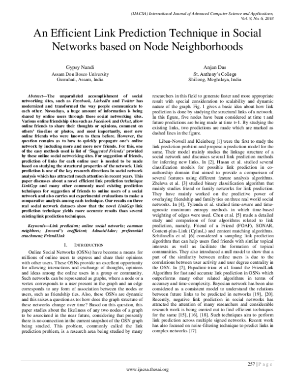 (PDF) An Efficient Link Prediction Technique in Social Networks based ...