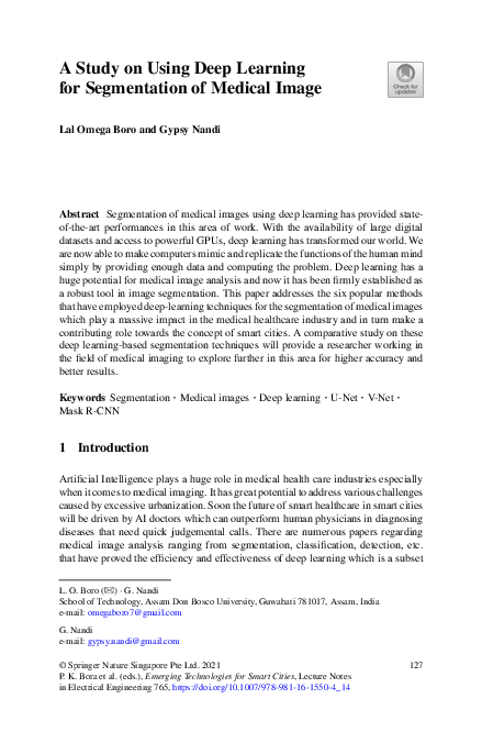 (PDF) A Study on Using Deep Learning for Segmentation of Medical Image