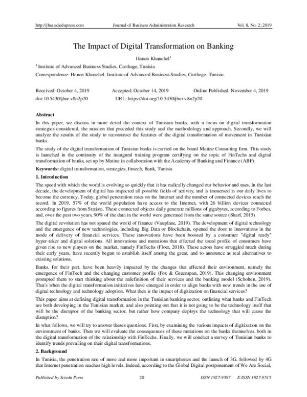(PDF) The Impact of Digital Transformation on Banking