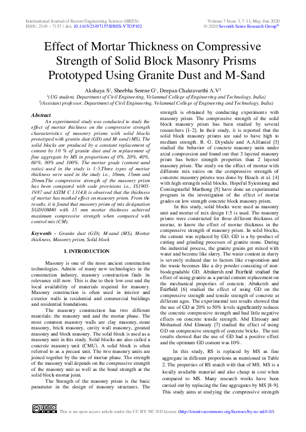 (PDF) Effect of Mortar Thickness on Compressive Strength of Solid Block ...