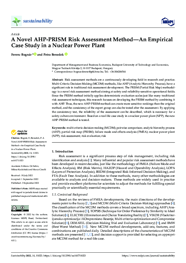 (PDF) A Novel AHP-PRISM Risk Assessment Method—An Empirical Case Study ...