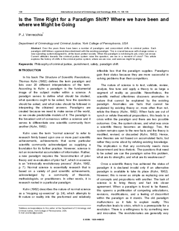 (PDF) Is the Time Right for a Paradigm Shift? Where we have been and ...