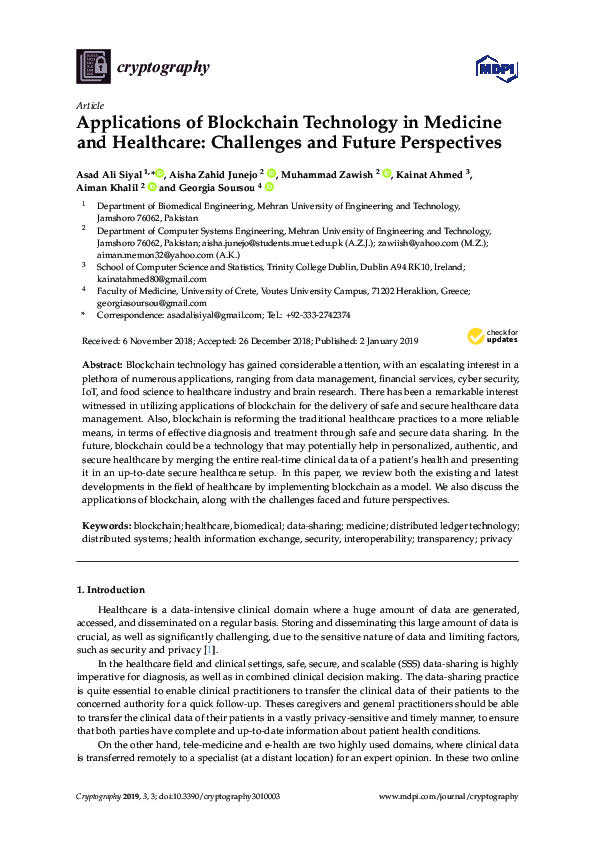 (PDF) Applications of Blockchain Technology in Medicine and Healthcare ...