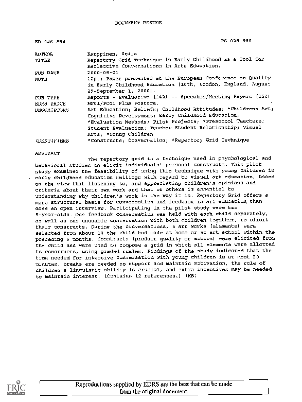 (PDF) Repertory Grid Technique in Early Childhood as a Tool for ...