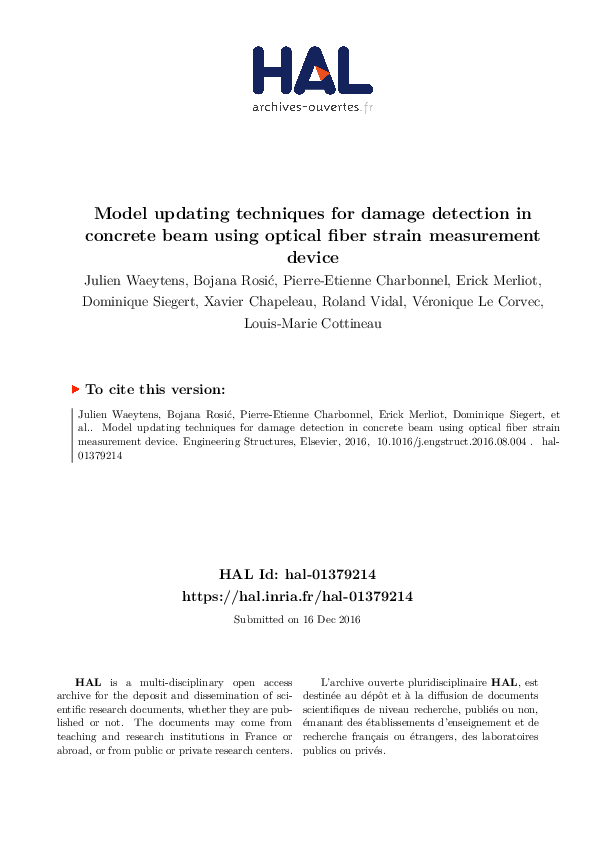 (PDF) Model updating techniques for damage detection in concrete beam ...