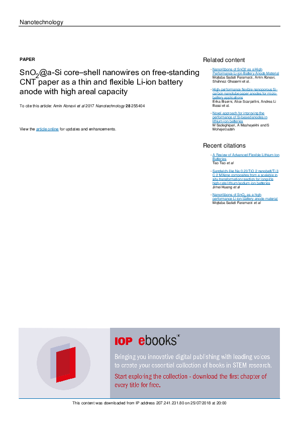 (PDF) SnO2@a-Si core-shell nanowires on free-standing CNT paper as a ...