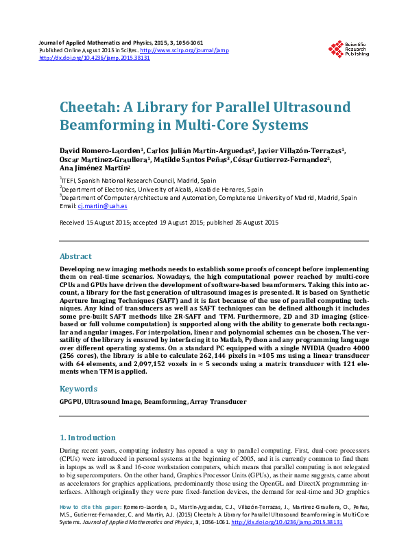 (PDF) Cheetah: A Library for Parallel Ultrasound Beamforming in Multi ...