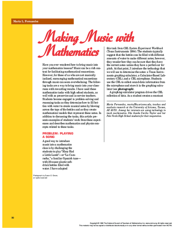 (PDF) Making Music with Mathematics