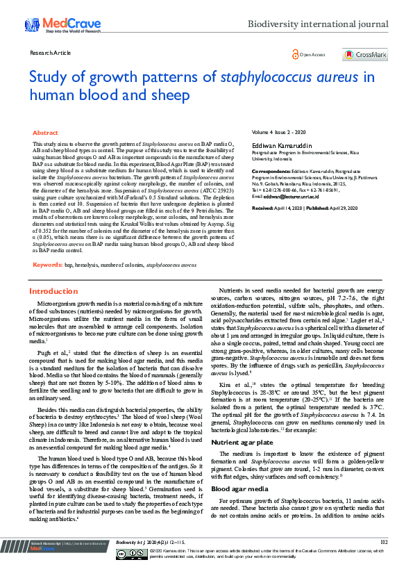 (PDF) Study of growth patterns of staphylococcus aureus in human blood ...