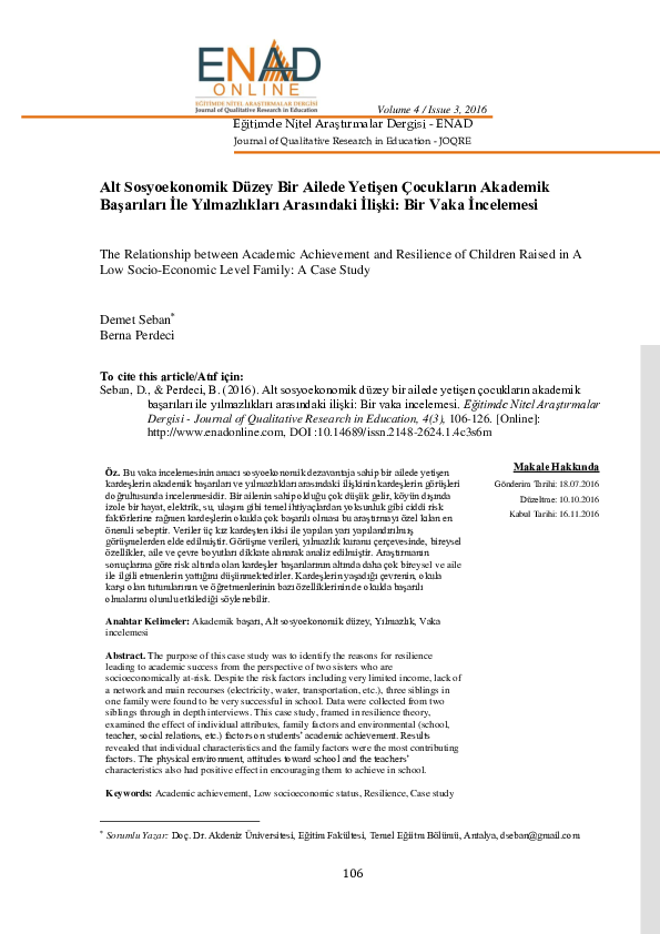 (PDF) The Relationship between Academic Achievement and Resilience of ...