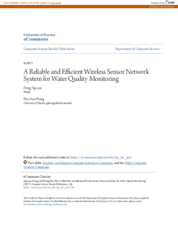 (PDF) A Reliable and Efficient Wireless Sensor Network System for Water ...