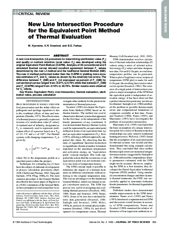 (PDF) New Line Intersection Procedure for the Equivalent Point Method ...