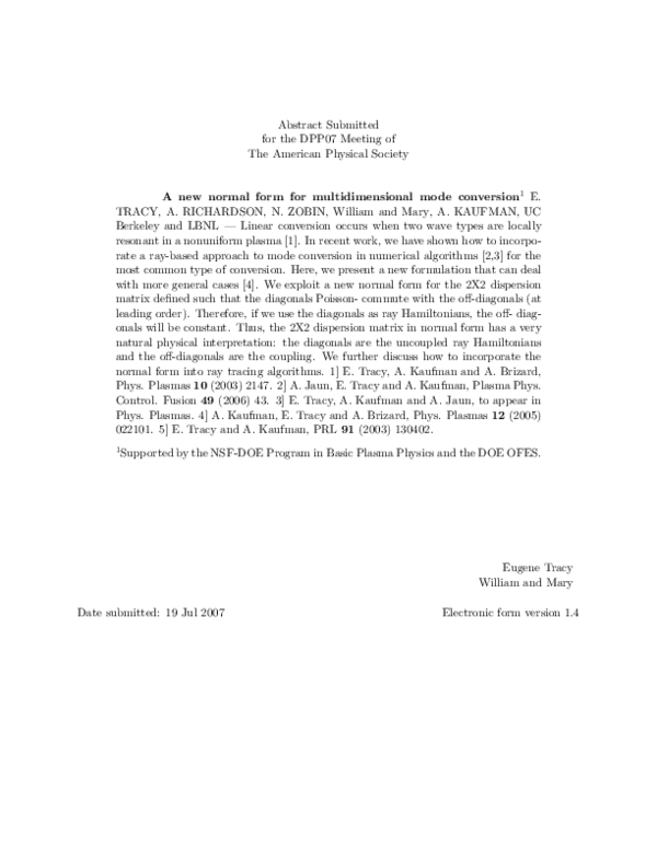 (PDF) A New Normal Form for Multidimensional Mode Conversion