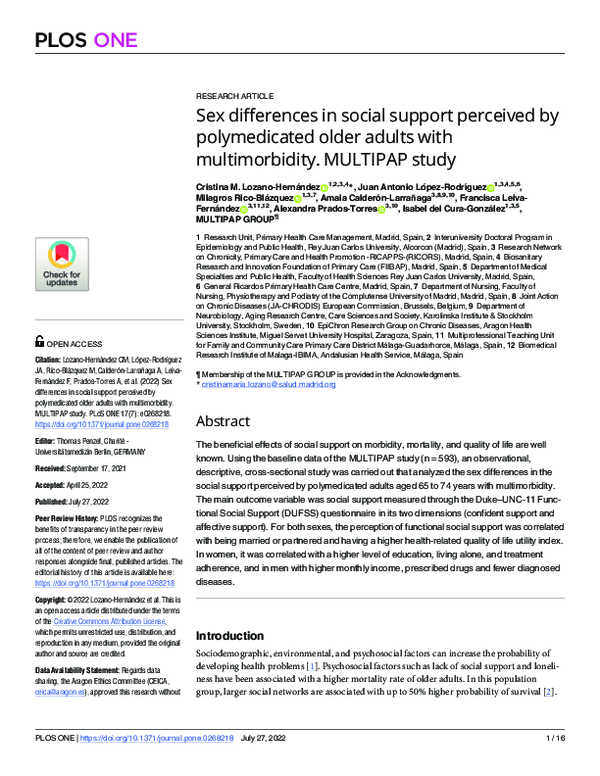 (PDF) Sex differences in social support perceived by polymedicated ...