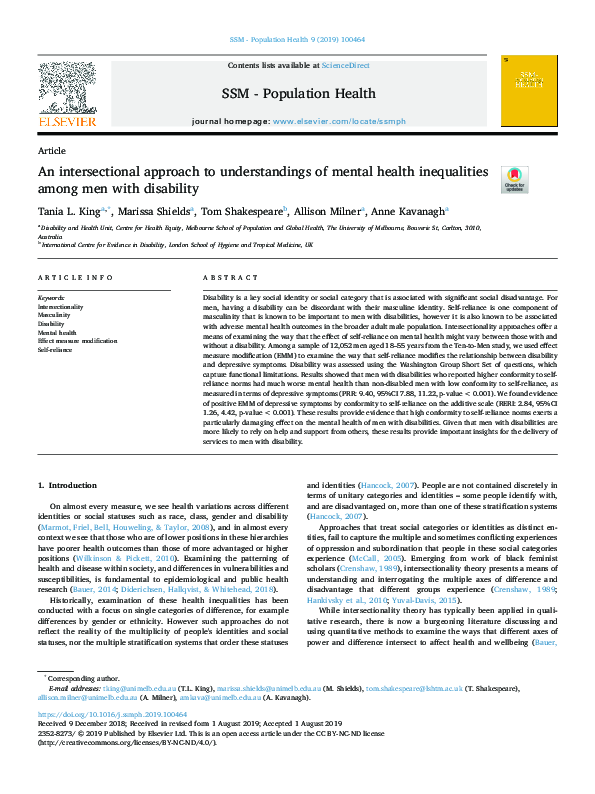 (PDF) Mental Health: An Intersectional Approach