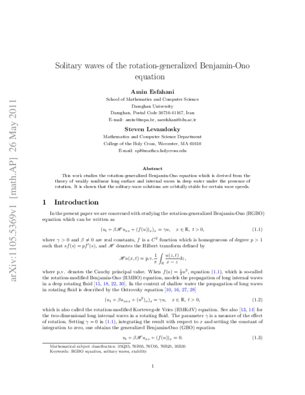 (PDF) Solitary waves of the rotation-generalized Benjamin-Ono equation ...