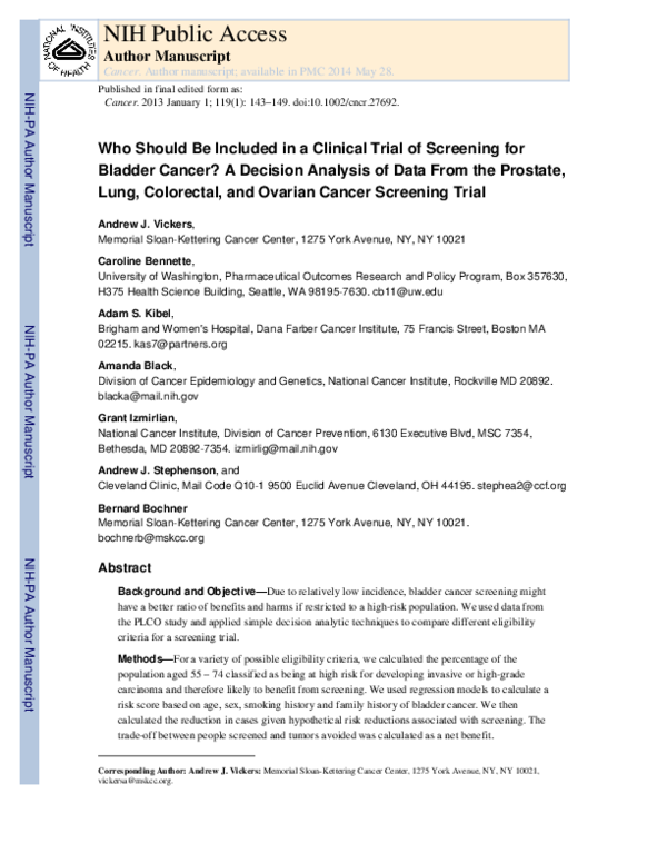 (PDF) Who should be included in a clinical trial of screening for ...