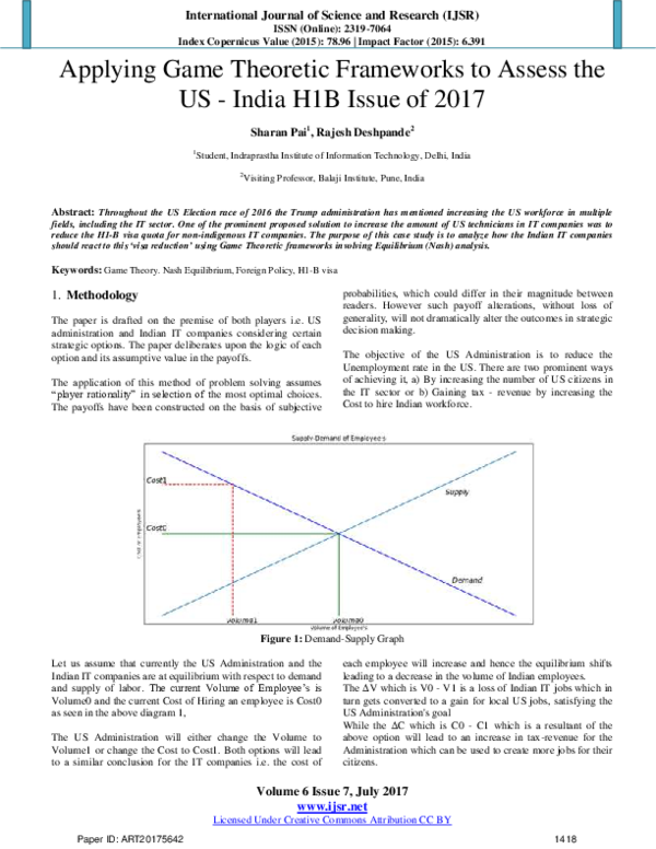 (PDF) Applying Game Theoretic Frameworks to Assess the US-India H1B ...