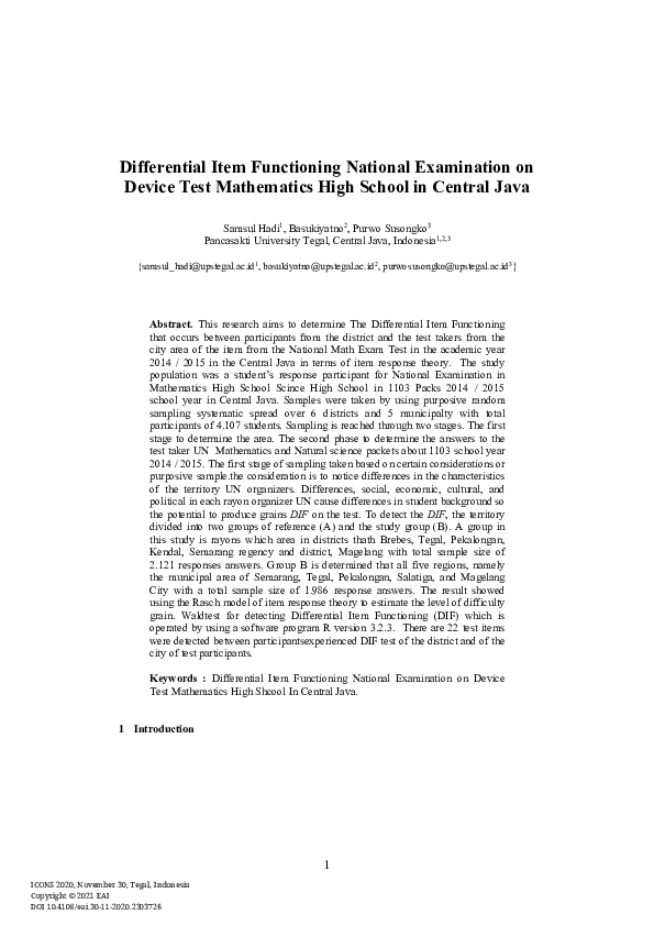 (PDF) Differential Item Functioning National Examination on Device Test ...