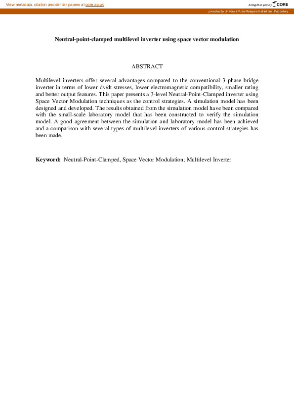 (PDF) Neutral-Point-Clamped Multilevel Inverter Using Space Vector ...