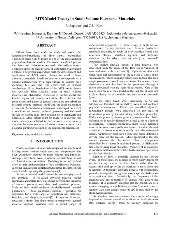 (PDF) MTS Model Theory in Small Volume Electronic Materials