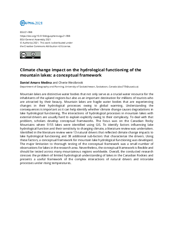 (PDF) Climate change impact on the hydrological functioning of the ...